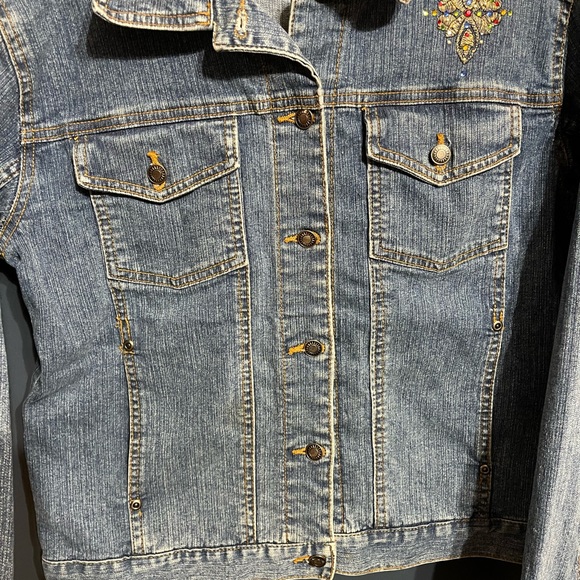 Trilllogy Jeweled Cross Denim Jacket - Picture 5 of 7